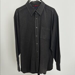 Tommy Hilfiger Dark Matter Gray Casual Button Down Shirt with Subtle Herringbone